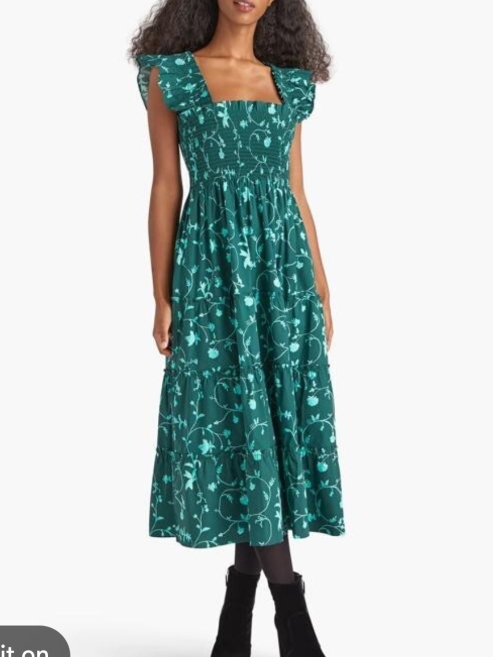 Hill House Ellie Nap Dress in Green Botanical